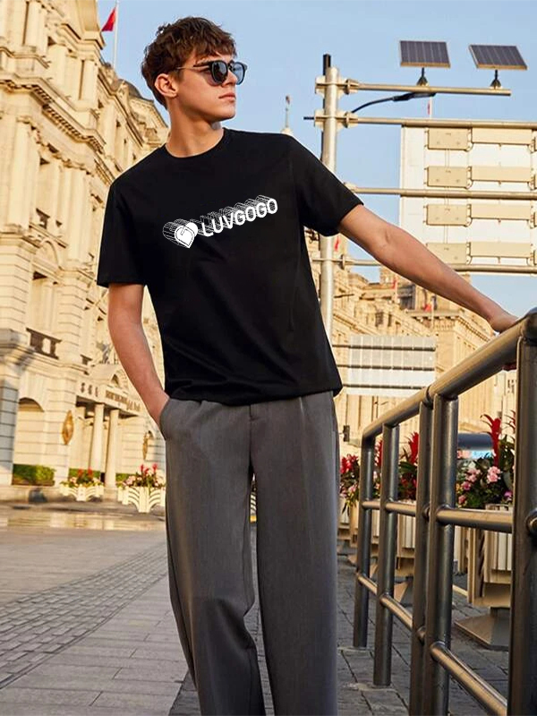 LUVGOGO Unisex Regular-Fit Basic Logo Tee